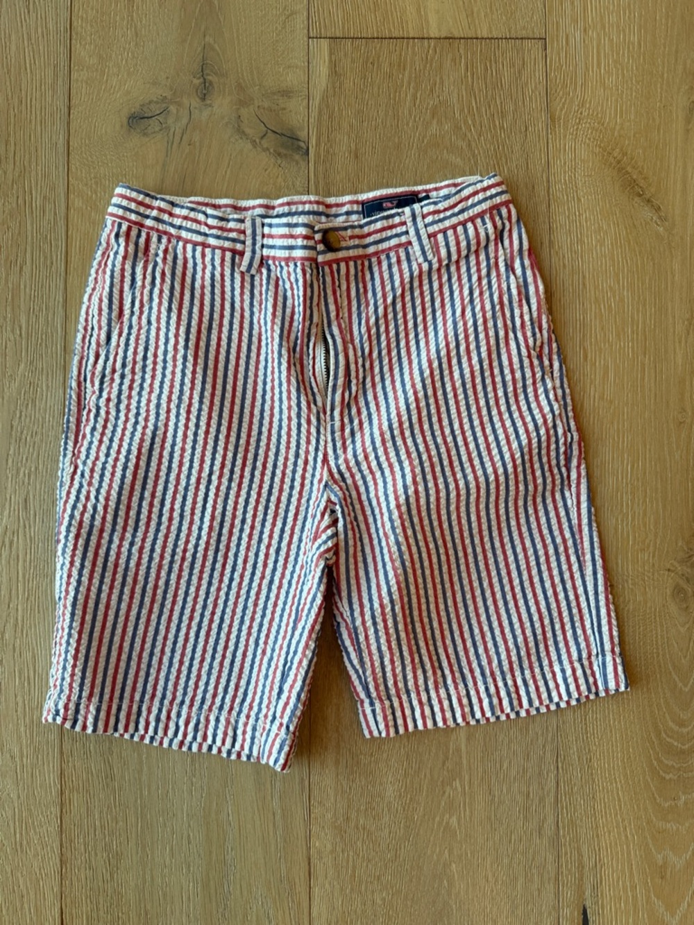 Vineyard Vines Red, White & Blue Striped Seersucker Kids Shorts